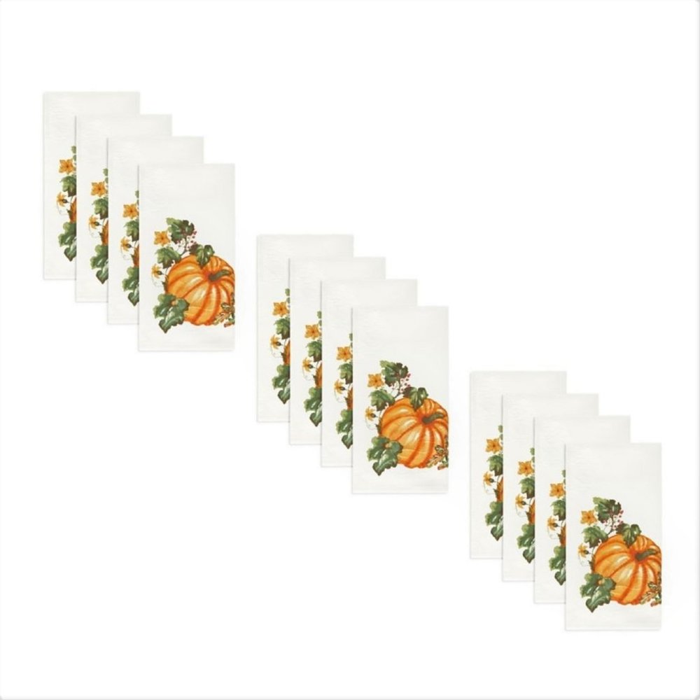 12 brand new Autumn Medley Pumpkin 17"x17" Fabric Napkins for Thanksgiving decor
